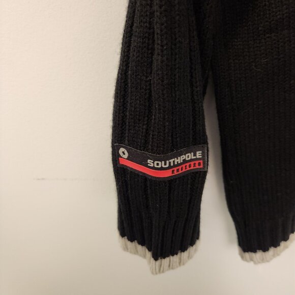 Vintage Southpole Sweater 1/4 Zip Rib Knit Ski Mens XL Black White Gray - Picture 6 of 12